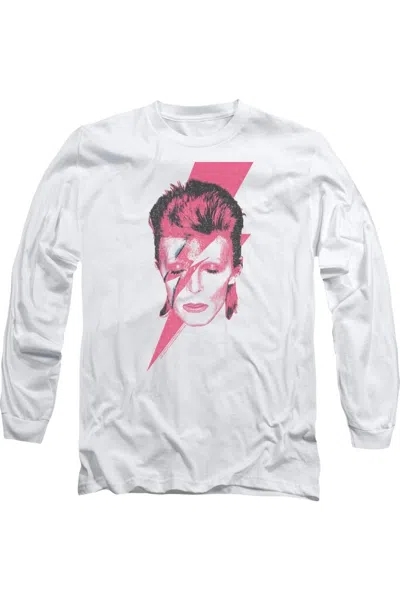 Gildan David Bowie Aladdin Sane Long Sleeve Adult Tee / T-shirt In White