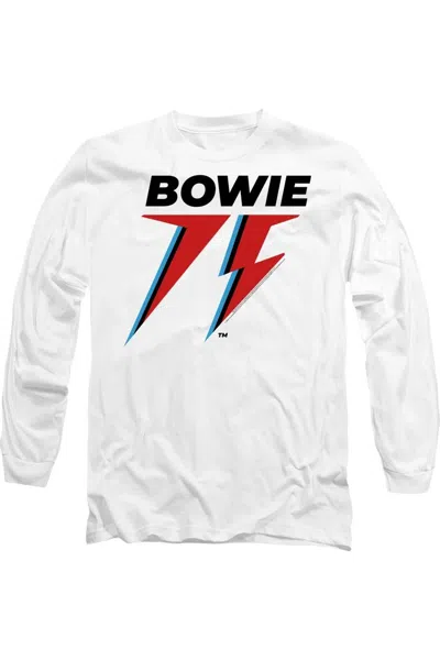 Gildan David Bowie Bowie 75 Logo Long Sleeve Adult Tee / T-shirt In White