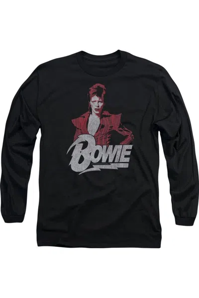 Gildan David Bowie Diamond David Long Sleeve Adult Tee / T-shirt In Black