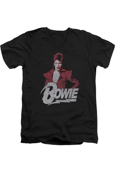 Gildan David Bowie Diamond David Short Sleeve Adult V Neck Premium Cotton Tee / T-shirt In Black