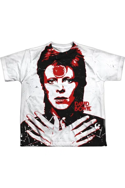 Gildan Kids' David Bowie Piercing Gaze Short Sleeve Youth Poly Crew T-shirt In White