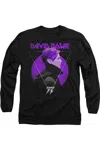 Gildan David Bowie Side Profile 75 Logo Long Sleeve Adult Tee / T-shirt In Black