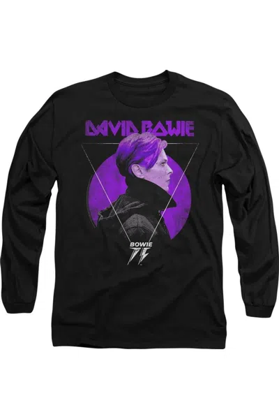 Gildan David Bowie Side Profile 75 Logo Long Sleeve Adult Tee / T-shirt In Black