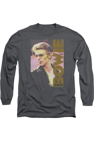 Gildan David Bowie Smokin Long Sleeve Adult Tee / T-shirt In Pink