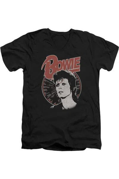 Gildan David Bowie Space Oddity Short Sleeve Adult V Neck Premium Cotton Tee / T-shirt In Black