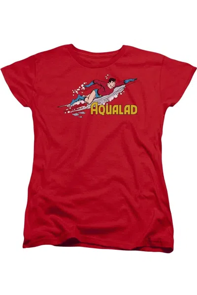 Gildan Dc Comics Aqualad Short Sleeve Womens Tee / T-shirt In Red