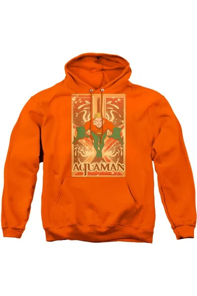 Gildan Dc Comics Aquaman Aquaman Adult Pull Over Hoodie / Hooded Sweatshirt In Orange