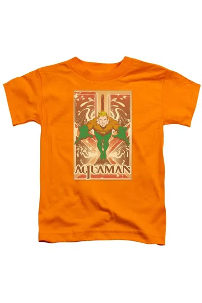 Gildan Kids' Dc Comics Aquaman Aquaman Short Sleeve Youth Tee / T-shirt In Orange