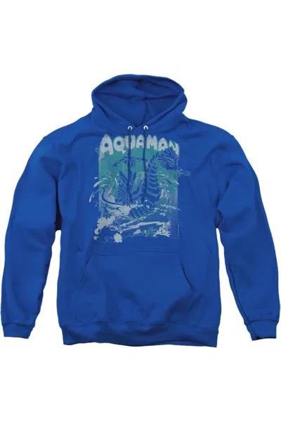 Gildan Dc Comics Aquaman Catch A Wave Adult Pull Over Hoodie / Hooded Sweatshirt In Blue