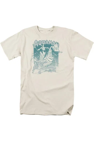 Gildan Dc Comics Aquaman Catch A Wave Short Sleeve Adult Tee / T-shirt In White