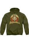 Gildan Dc Comics Aquaman Circle Adult Pull Over Hoodie / Hooded Sweatshirt In Green