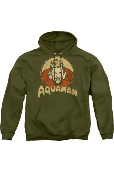 Gildan Dc Comics Aquaman Circle Adult Pull Over Hoodie / Hooded Sweatshirt In Green