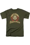 Gildan Dc Comics Aquaman Circle Short Sleeve Adult Tee / T-shirt In Green