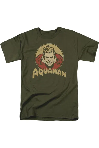 Gildan Dc Comics Aquaman Circle Short Sleeve Adult Tee / T-shirt In Green