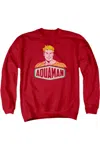 Gildan Dc Comics Aquaman Sign Adult Crewneck Sweatshirt In Red