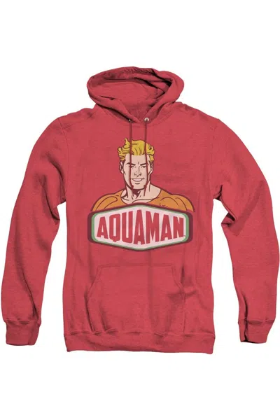 Gildan Dc Comics Aquaman Sign Adult Heather Hoodie / Hooded Sweatshirt In Red