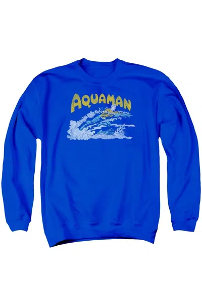Gildan Dc Comics Aquaman Swim Adult Crewneck Sweatshirt In Blue
