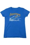 Gildan Dc Comics Aquaman Swim Short Sleeve Womens Tee / T-shirt In Blue