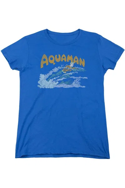 Gildan Dc Comics Aquaman Swim Short Sleeve Womens Tee / T-shirt In Blue