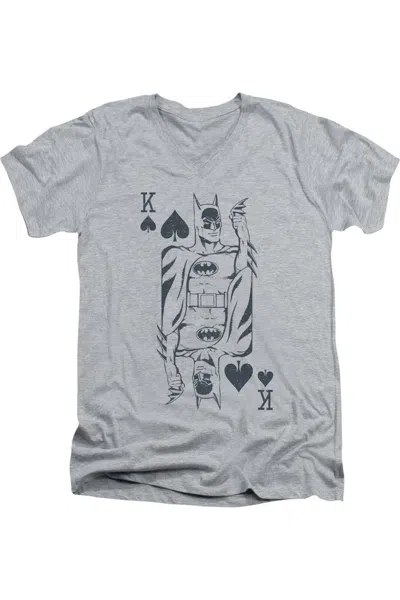 Gildan Dc Comics Bat Card Short Sleeve Adult V Neck Premium Cotton Tee / T-shirt In Multi