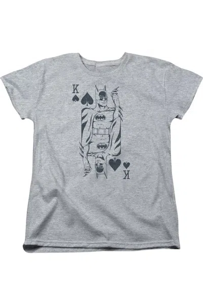 Gildan Dc Comics Bat Card Short Sleeve Womens Tee / T-shirt In Gray
