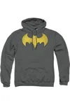 Gildan Dc Comics Batgirl Logo Distressed Adult Pull Over Hoodie / Hooded Sweatshirt In Pink