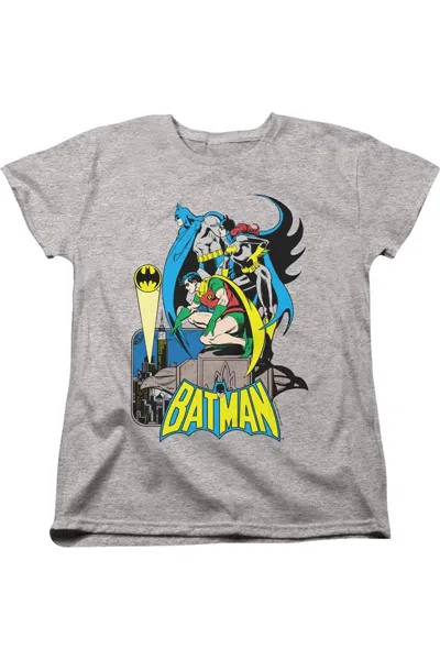 Gildan Dc Comics Batman Heroic Trio Short Sleeve Women´s Tee / T-shirt In Gray