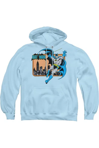 Gildan Dc Comics Batman In The City Adult Pull Over Hoodie / Hooded Sweatshirt In Blue