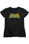 Gildan Dc Comics Batman Neon Distress Logo Short Sleeve Womens Tee / T-shirt In Black
