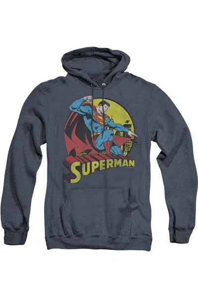 Gildan Dc Comics Big Blue Adult Heather Hoodie / Hooded Sweatshirt