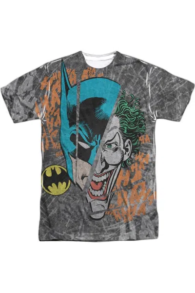 Gildan Dc Comics Broken Visage Short Sleeve Adult 100% Poly Crew Tee / T-shirt In White
