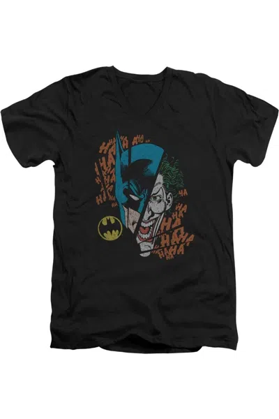 Gildan Dc Comics Broken Visage Short Sleeve Adult V Neck Tee / T-shirt In Black