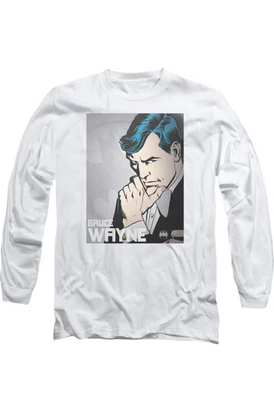 Gildan Dc Comics Bruce Wayne Long Sleeve Adult Tee / T-shirt In White