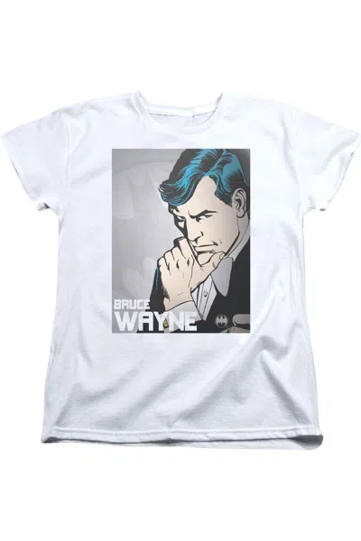 Gildan Dc Comics Bruce Wayne Short Sleeve Womens Tee / T-shirt In White
