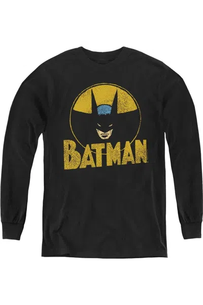Gildan Kids' Dc Comics Circle Bat Youth Long Sleeve Tee / T-shirt In Black