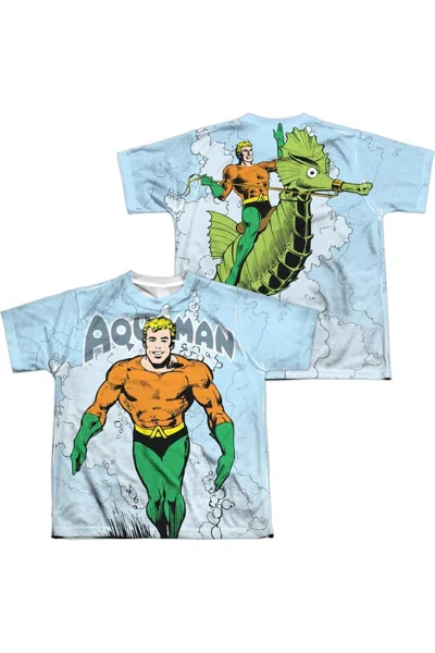 Gildan Kids' Dc Comics Clasic Aquaman Short Sleeve Youth Poly Crew Tee / T-shirt In Blue