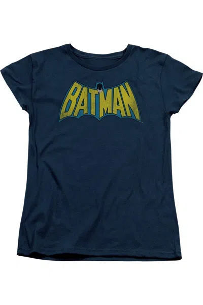 Gildan Dc Comics Classic Batman Logo Short Sleeve Womens Tee / T-shirt In Blue