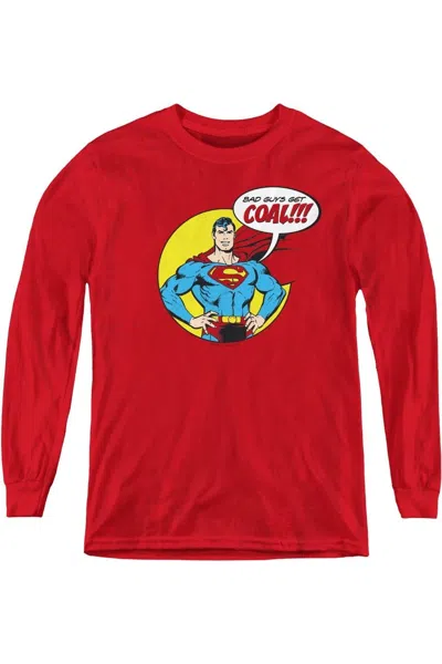 Gildan Kids' Dc Comics Coal Youth Long Sleeve Tee / T-shirt In Red