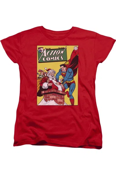Gildan Dc Comics Cover No. 105 Short Sleeve Womens Tee / T-shirt In Red