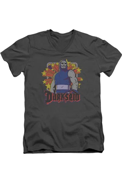 Gildan Dc Comics Darkseid Stars Short Sleeve Adult V Neck Premium Cotton Tee / T-shirt In Pink