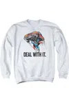 Gildan Dc Comics Deal With It Adult Crewneck Sweatshirt In White