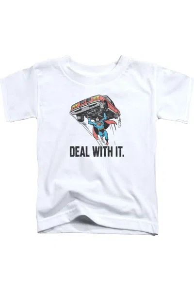 Gildan Kids' Dc Comics Deal With It Short Sleeve Youth Tee / T-shirt In White