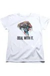 Gildan Dc Comics Deal With It Short Sleeve Womens Tee / T-shirt In White