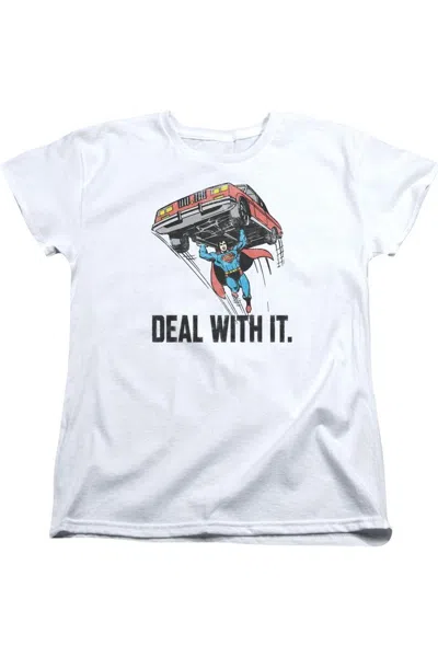 Gildan Dc Comics Deal With It Short Sleeve Womens Tee / T-shirt In White