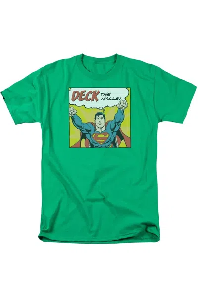 Gildan Dc Comics Deck The Halls Short Sleeve Adult Tee / T-shirt In Green
