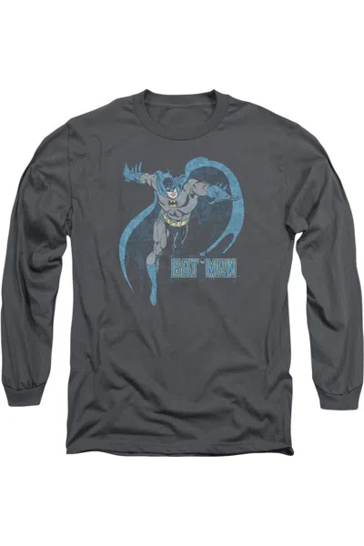 Gildan Dc Comics Desaturated Batman Long Sleeve Adult Tee / T-shirt In Black