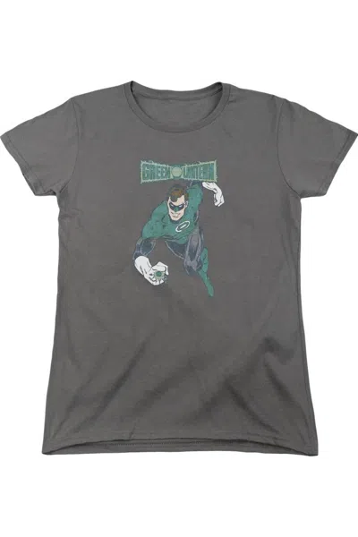 Gildan Dc Comics Desaturated Green Lantern Short Sleeve Womens Tee / T-shirt In Gray