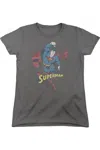 Gildan Dc Comics Desaturated Superman Short Sleeve Womens Tee / T-shirt In Pink