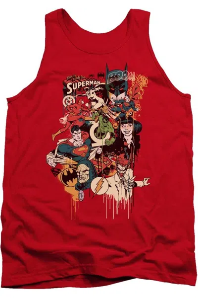 Gildan Dc Comics Dripping Characters Adult Tank Top In Red
