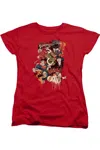 Gildan Dc Comics Dripping Characters Short Sleeve Womens Tee / T-shirt In Red